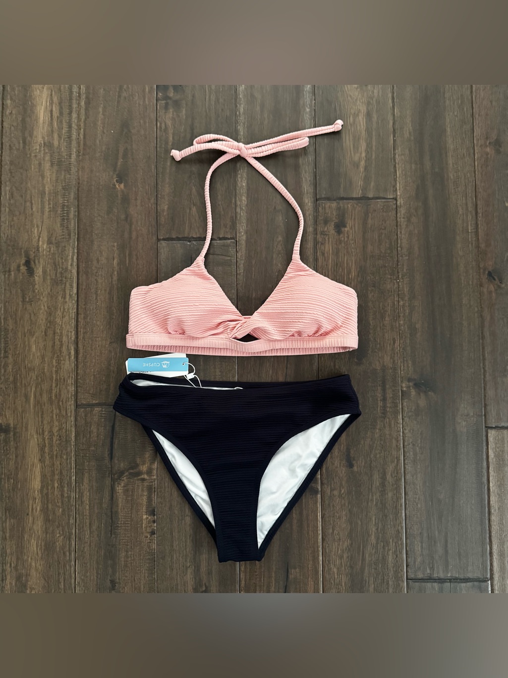 Cupshe Peach & Black Two-Piece Bikini M Nwt